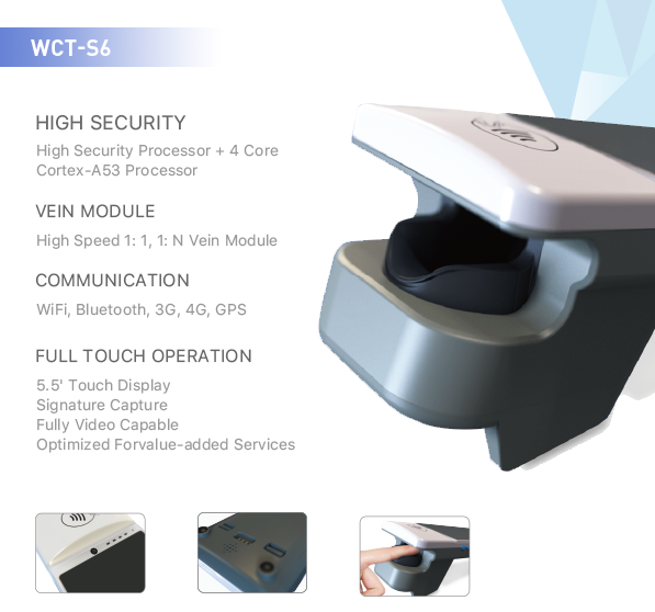 EMV dispositif portatif de paiement de carte de 5,5 pouces avec le scanner biométrique 1 d'empreinte digitale